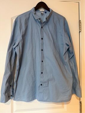 Artefact Slim Fit Light Blue Men's Dress Shirt - Minimal Pattern - XL Slim